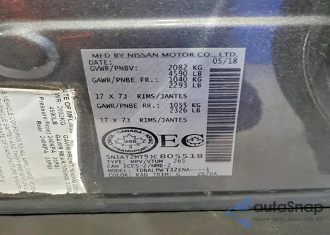 2018 Nissan Rogue S z USA, uszkodzony, nr VIN 5N1AT2MT9JC805518